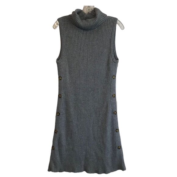 New York & Co. Sleeveless Cowl Neck Sweater Dress Gray Metallic LARGE - Picture 1 of 7